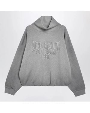 Acne Studios Mélange Fleece Sweatshirt With Logo - Grey