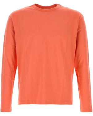 AURALEE Brushed Organic Cotton Jersey L/S Tee - Orange