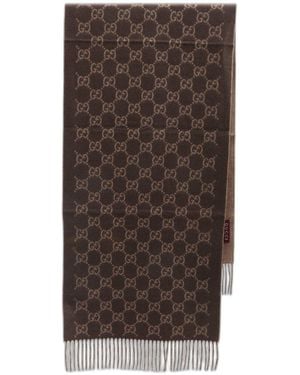 Gucci Gg Cashmere Scarf - Brown