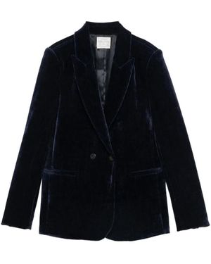 forte_forte Velvet Double-Breasted Jacket - Blue