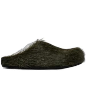 Marni Long Hair Calfskin Fussbett Sabot - Green
