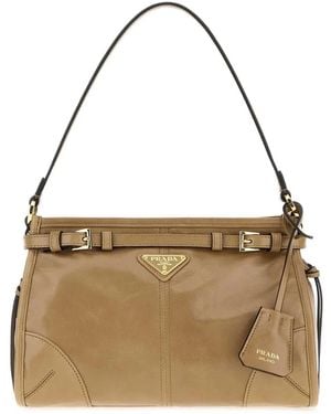 Prada Leather Bonnie Shoulder Bag - Brown