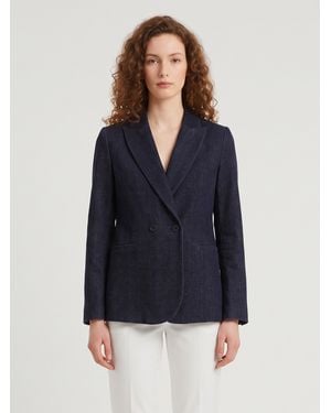 SUTTON NEW YORK Velvet Double-Breasted Jacket - Blue