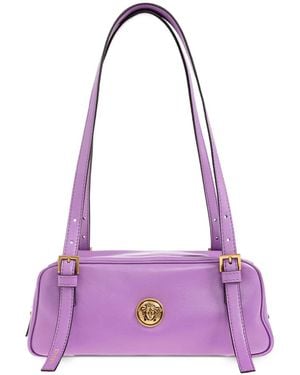 Versace Emblème Nappa Bowling Bag - Purple
