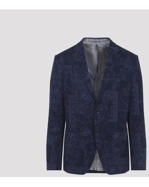 Etro Cotton Roma Jersey Sport Jacket - Blue
