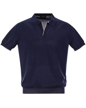Fay Cotton Buttonless Polo Shirt - Blue