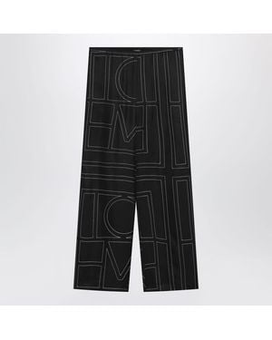TOTEME Silk Pants With Monogram - Black