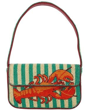 STAUD Tommy Beaded Shoulder Bag - Red