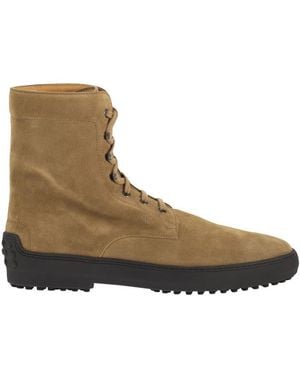 Tod's Calfskin Suede Lace-Up Boots - Brown