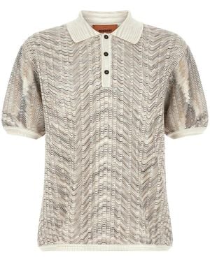 Missoni 'Zig-Zag' Knit Polo Shirt - White