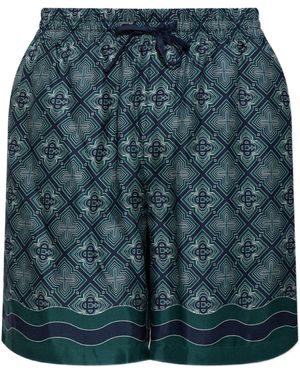 CASABLANCA Radiating Monogram Silk Deck Shorts - Blue