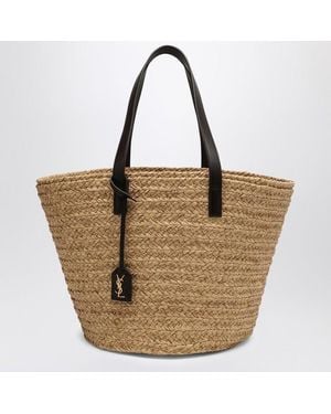 Saint Laurent Medium Raffia Tote Bag - Brown