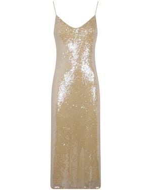 Ralph Lauren Woven "Slip Dress" Midi Dress - Natural