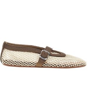 Alaïa Alaia Satin Cord And Net Ballet Flats - Natural