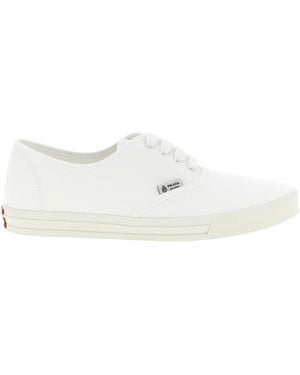 Prada Solid Cotton Sneakers - White
