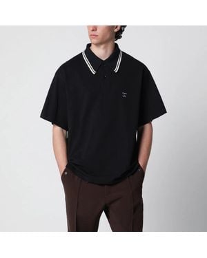 Needles Piqué Polo Shirt With Embroidered Butterfly - Black
