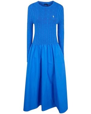 Polo Ralph Lauren Long Sleeves Shirt Long Dress - Blue