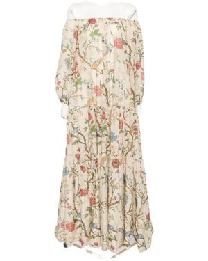 Into The East Printed Cotton Dress - White