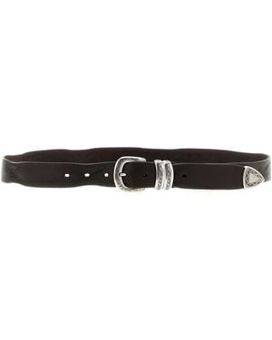 ZERBINI CLAUDIO Aged Leather Belt - Black