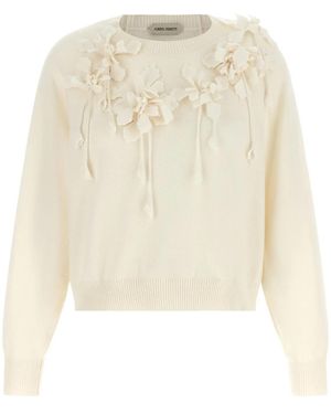 Alberta Ferretti Embroidered Flower Sweater - White