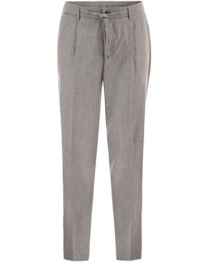 Peserico Virgin Wool Tailored Jogger Trousers - Grey