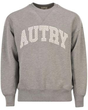 Autry Cotton Crew Neck Sweatshirt With Logo - Gray