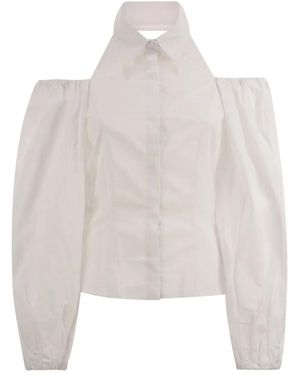 MVP WARDROBE Cotton Shirt With Balloon Sleeves - White