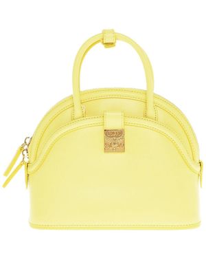 MCM Anna Logo Plaque Tote Bag - Yellow