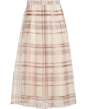Brunello Cucinelli Silk Organza Pleated Skirt - Natural