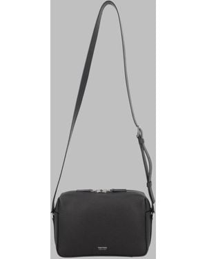 Tom Ford Hammered Leather Shoulder Bag Calf - Grey