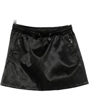 CASABLANCA Drawstring Patterned Mini Skirt - Black