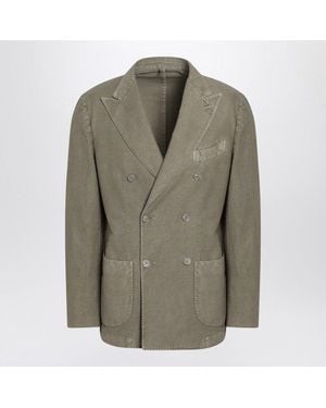 Santaniello Double-Breasted Sage Jacket - Green