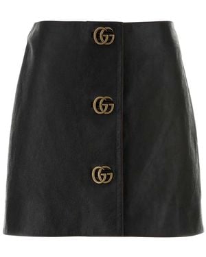 Gucci Leather Mini Skirt - Black