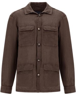 Herno Linen Flap-Pocket Shirt Jacket - Brown