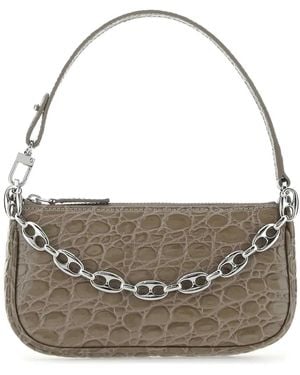 BY FAR Dove Leather Mini Rachel Handbag - Grey