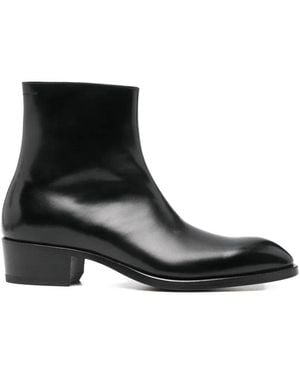 Tom Ford Burnished Leather Chelsea Boots - Black