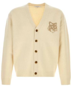 Maison Kitsuné Maison Kitsuné Cream Wool Cardigan - Natural