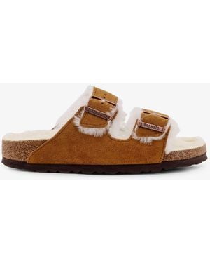 Birkenstock Arizona Shearling Suede Sandals - Brown