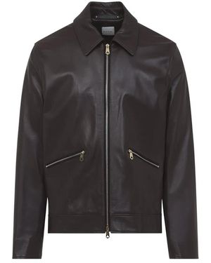 Paul Smith Regular Fit Leather Jacket - Black