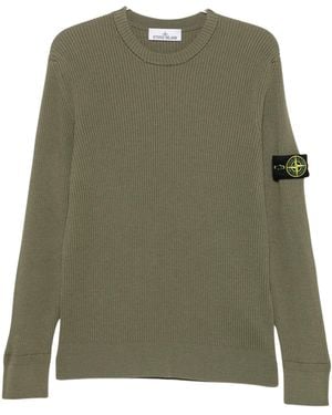 Stone Island Regular-Fit Crewneck Jumper With Fine-Ribbed Trims - Green