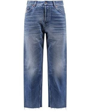 Gucci Logo Patch Cropped Jeans 100% Cotton - Blue