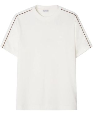 Burberry Check Piping Cotton T-Shirt - White