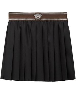 Versace Wool And Mohair Pleated Mini Skirt - Black