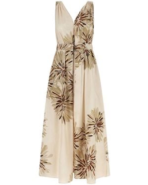 Brunello Cucinelli 'Bloom Print' Dress - Natural