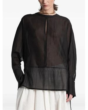 DARKPARK "Marine" Keyhole Neckline Voile Shirt - Black