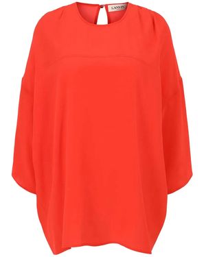 Lanvin Silk Round Neck Top - Red