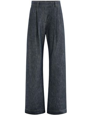 Brunello Cucinelli Sparkling No-Fade Denim Loose Curved Pants With Monili - Blue