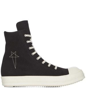 Rick Owens Pearl Milk Canvas Trainers - Black