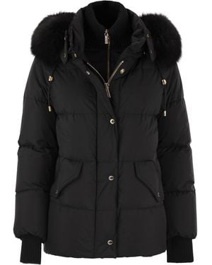 Moorer Attica Stp Short Down Jacket With Hood And Fur - Natural