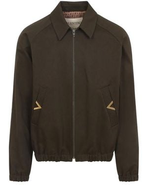 Valentino Garavani Cotton Jacket With Vgold Details - Green